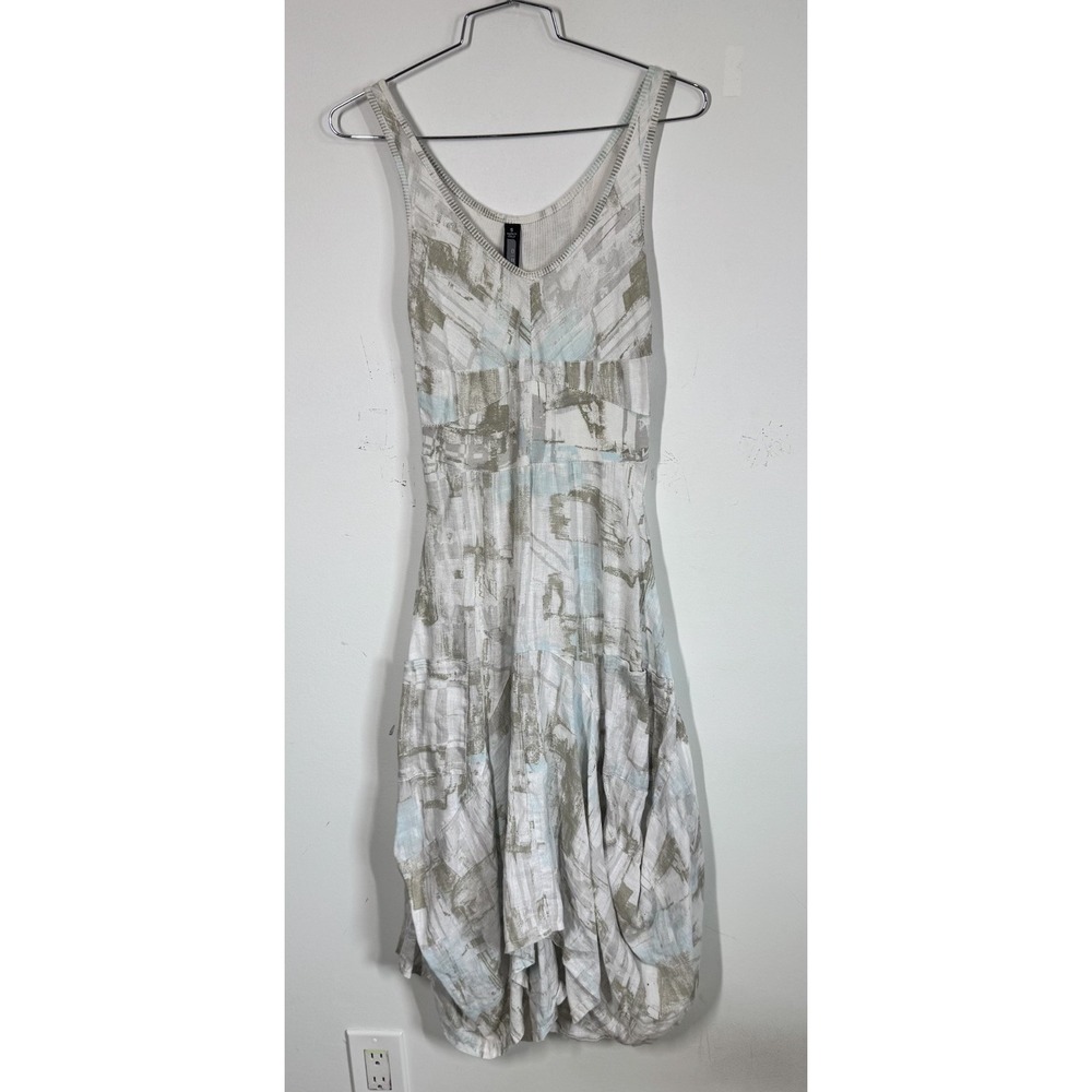 Inizio Italy Sleeveless Linen Magic Pocket Dress Women's S Bubble Hem Lagenlook
